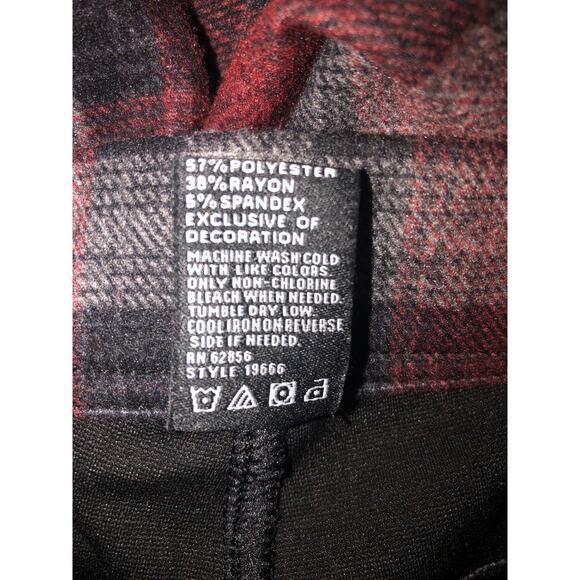 Hue Plaid Flannel Legging Size XL Skinny Pant Stretch Red Black Goth Grunge - Picture 9 of 9